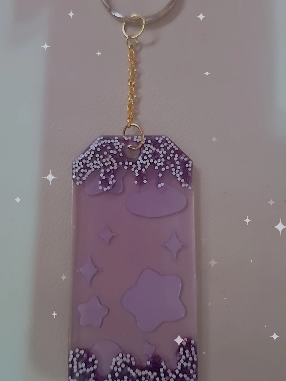Purple Star & Cloud Resin Keychain Charm for Kids